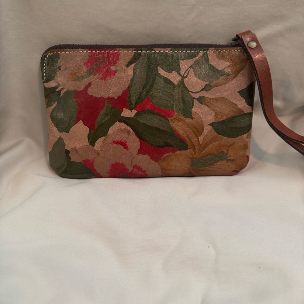 Floral Leather Wristlet